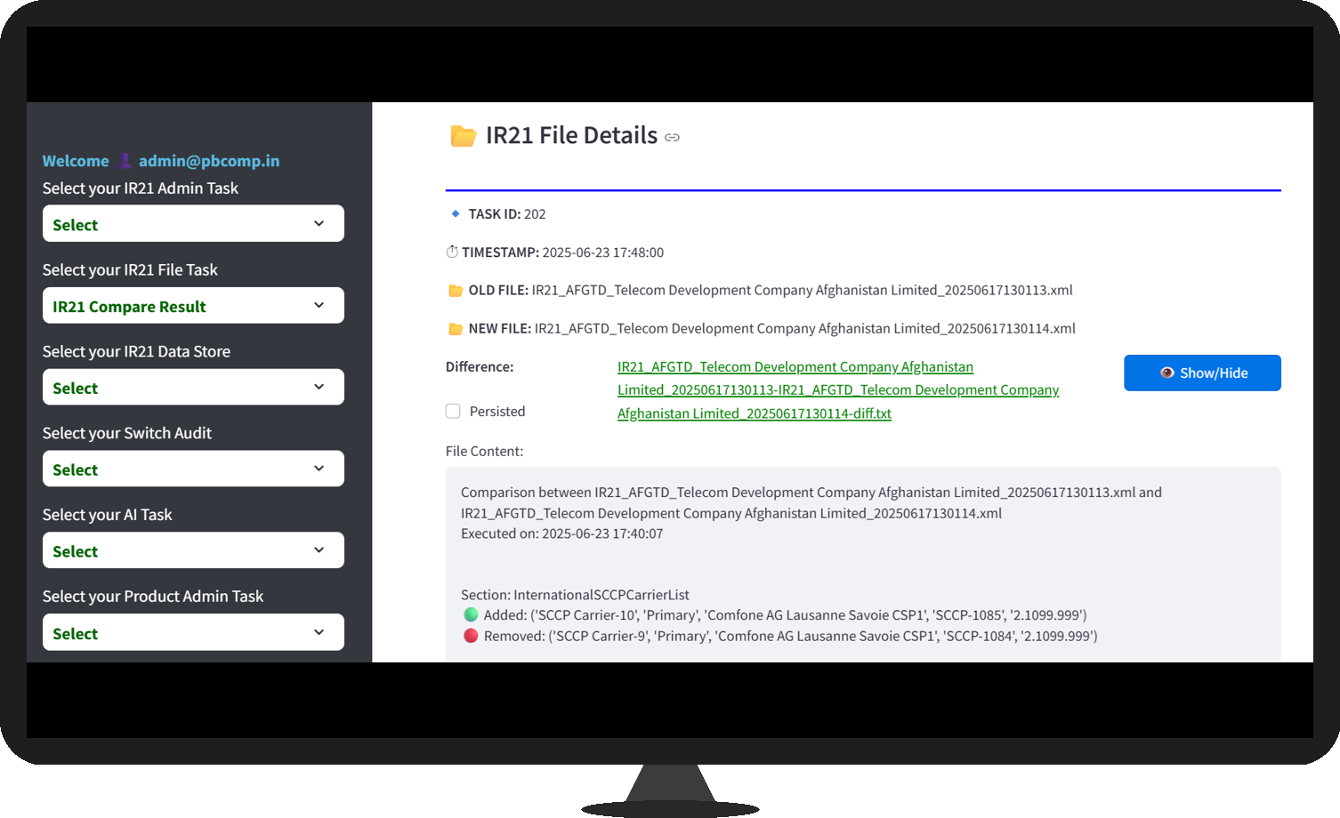 IR.21 File Management